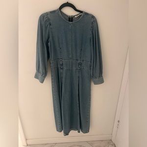 Zara Size Medium Denim Dress With Belt Loops Pre Owned Excellent